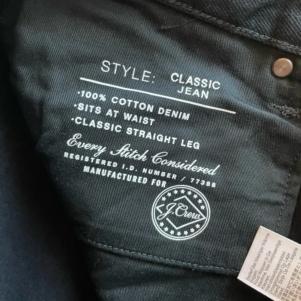 J‎ CREW Classic jean in black rinse wash Size 31/30 NWT $148 CC325